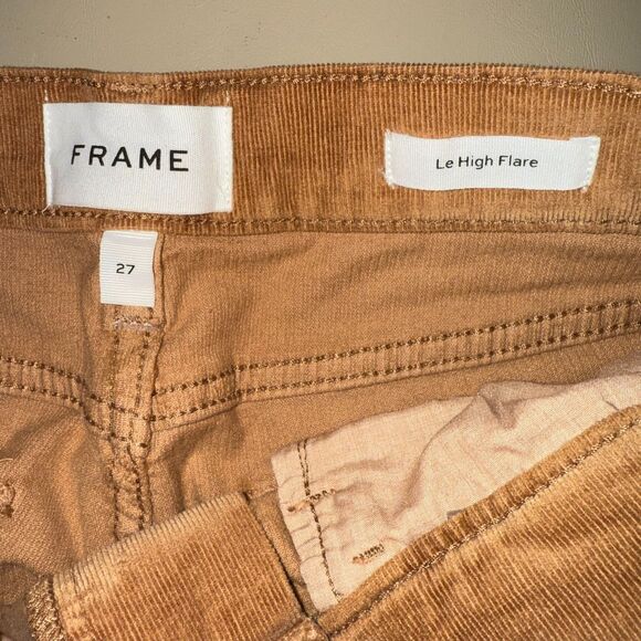 Frame Corduroy Le High Flare Leg Pant - Tan 27 - Picture 9 of 11